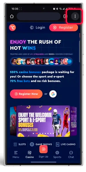 application Celsius Casino sur Android