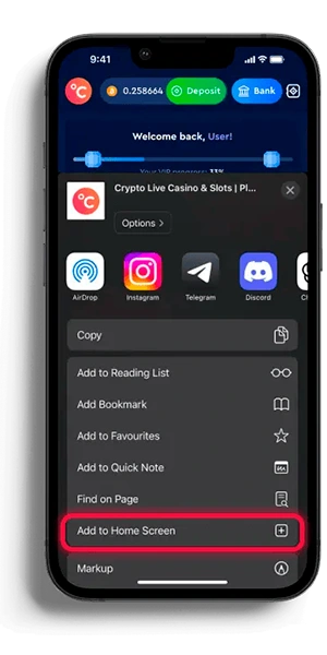 application Celsius Casino sur iOS